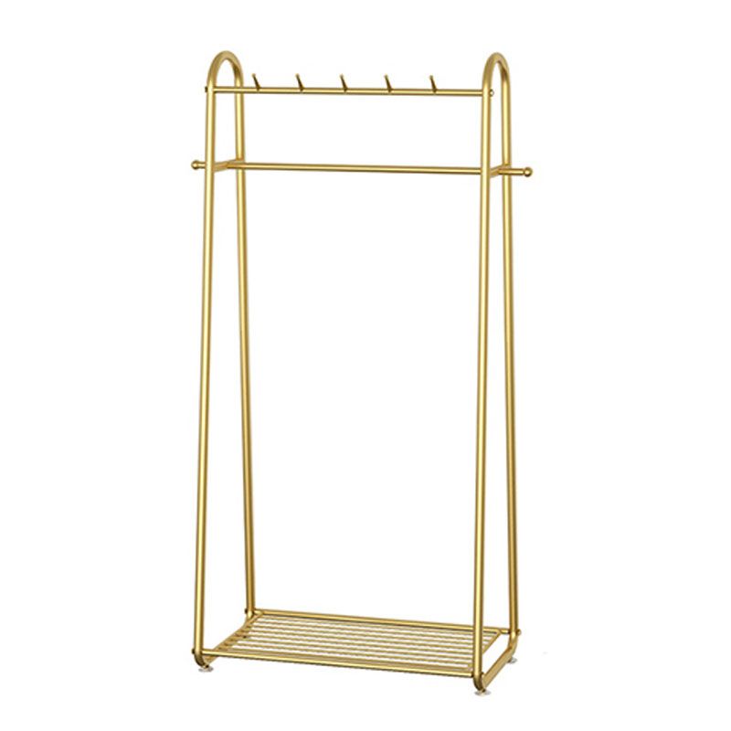 Glam Coat Rack Metal Framed Hanging Rail and Lower Shelf Coat Hanger Clearhalo 'Entry & Mudroom Furniture' 'furn' 'furn_hall_tree_coat_racks' 'Furniture' 'Hall Trees & Coat Racks' 'hall_tree_coat_racks' 1200x1200_dd091b8a-27ab-4f76-a800-1b9695d7688b