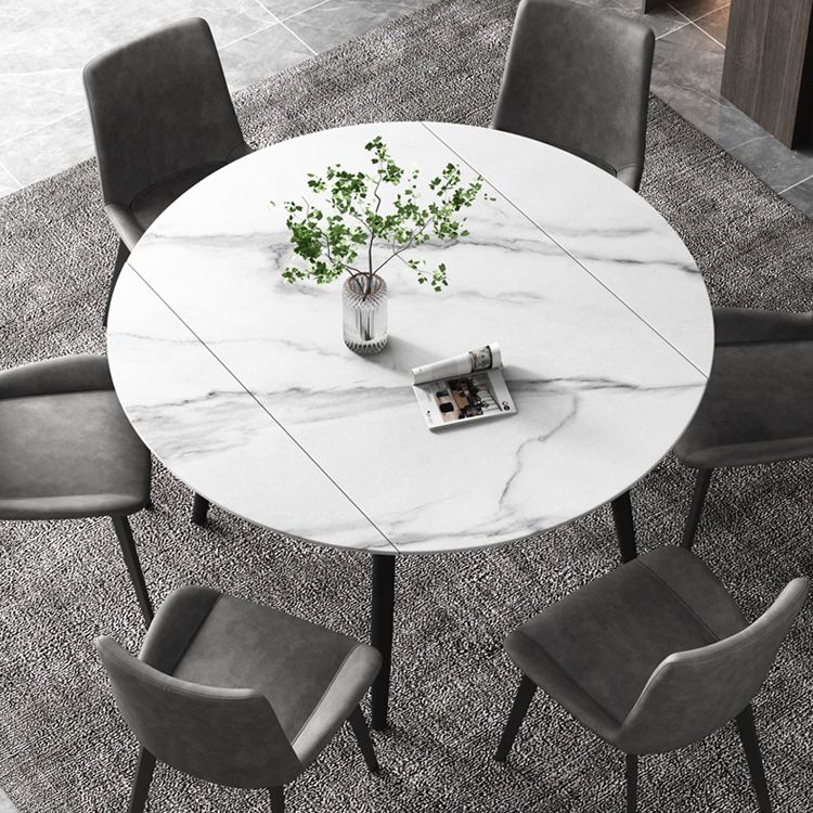 52" Extendable Round Dining Table Modern Adjustable Sintered Stone Top Table with 4 Legs Clearhalo ' dining_table' 'Dining Tables & Seating' 'Dining Tables' 'furn' 'furn_dining_table' 'Furniture' 'furniture_dining_table' 'Kitchen & Dining Furniture' 'kitchen&dining_furn' 'kitchen' 'kitchen_dining_table' 1200x1200_dd0d6fb7-8402-4f39-b835-d20605b85aec