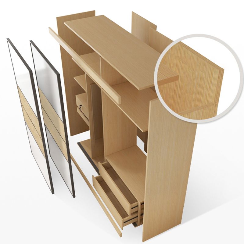 Wooden Wardrobe Armoire with Drawer Modern Wardrobe Closet - 63"L x 23.6"W x 82.9"H Clearhalo 'Armoires & Wardrobes' 'armoires_wardrobes' 'Bedroom Furniture' 'furn' 'furn_armoires_wardrobes' 'Furniture' 1200x1200_dd0f126c-a7ab-4153-a198-09ad734442d5