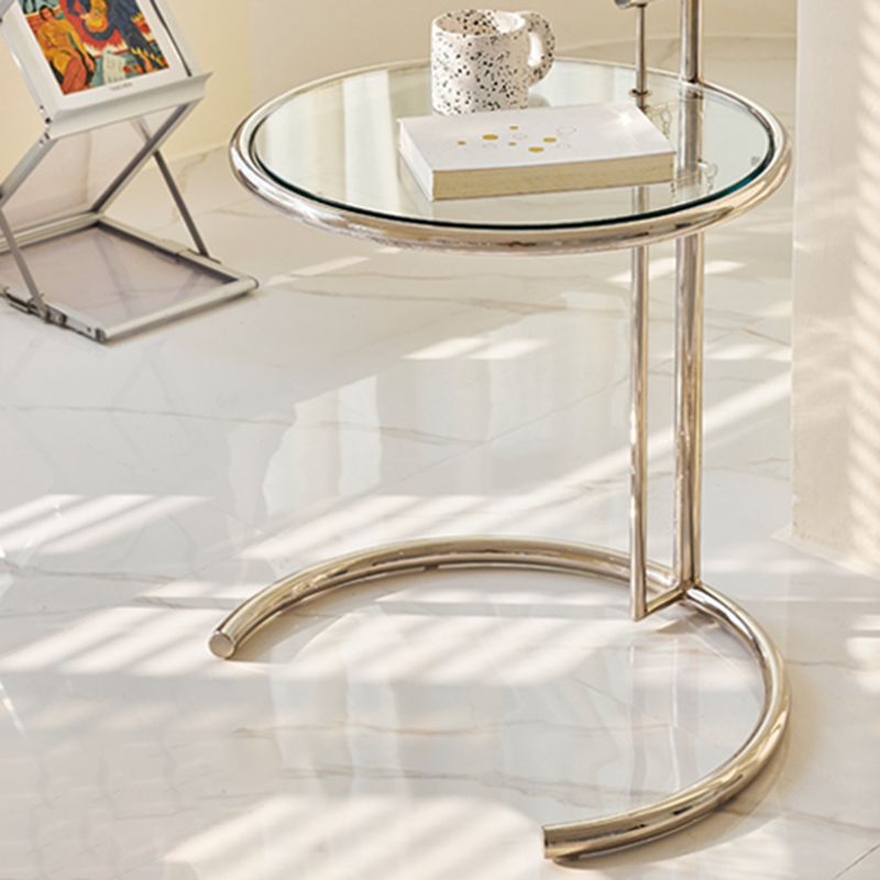 Lift-top Coffee Table Glass with Round Top and Stainless Steel Base Clearhalo 'Coffee & Accent Tables' 'Coffee Tables' 'coffee_tables' 'furn' 'furn_coffee_tables' 'Furniture' 'Living Room Furniture' 1200x1200_dd11285b-0d16-46ed-8c39-f4ac850e6a0b