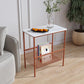 Contemporary Rectangular Side Table Metal 4 Legs End Table with Shelf