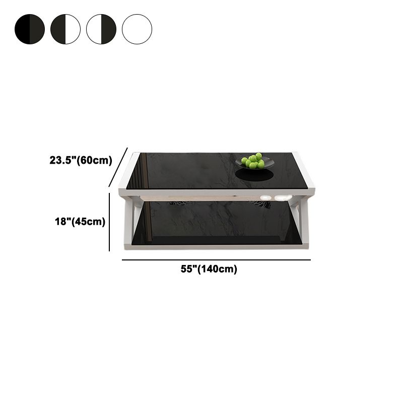 Trestle 1 Single Coffee Table with Storage Metal and Glass Cocktail Table Clearhalo 'Coffee & Accent Tables' 'Coffee Tables' 'coffee_tables' 'Furniture' 'furniture_coffee_tables' 'Living Room Furniture' 1200x1200_dd162fd2-1a9b-43f6-9808-3c78d9b190c2