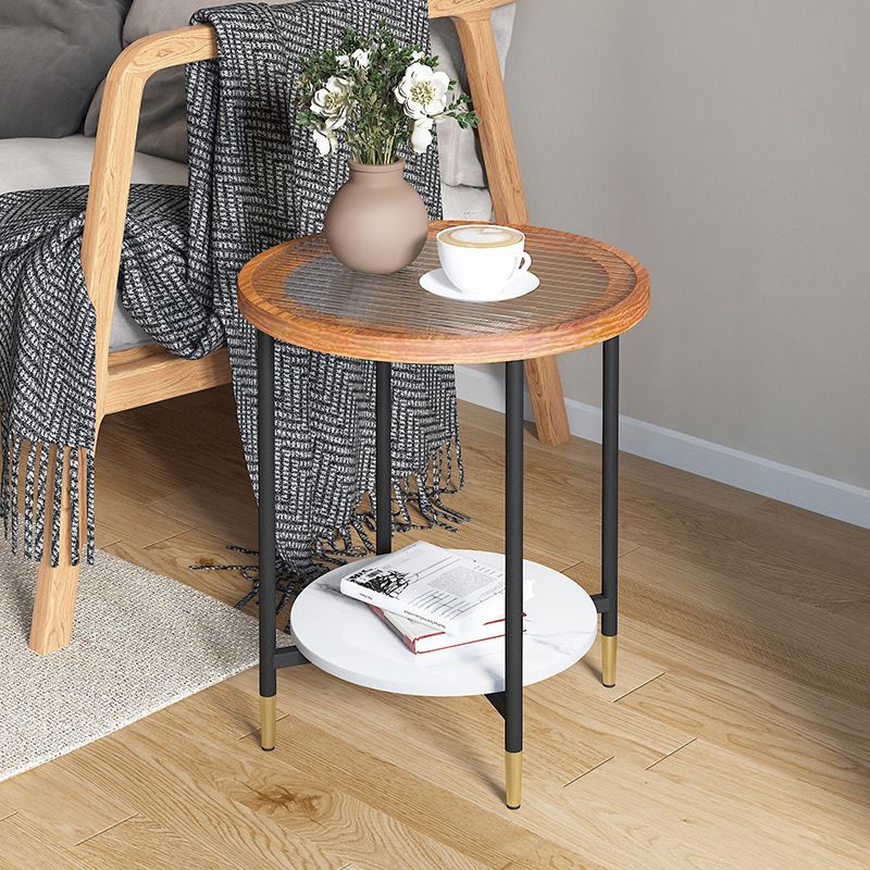 Glass & Slate Round Coffee Table Set Tropical Shelf Included Cocktail Table Clearhalo 'Coffee & Accent Tables' 'Coffee Tables' 'coffee_tables' 'furn' 'furn_coffee_tables' 'Furniture' 'Living Room Furniture' 1200x1200_dd16cb4e-3990-40bd-8e60-f3016d4b0e5d