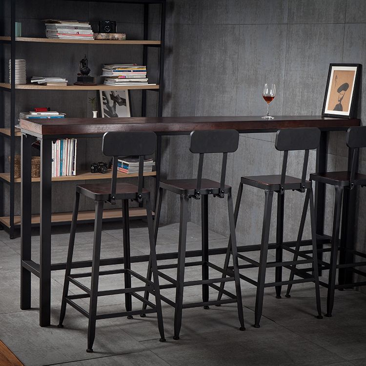 Solid Wood Bar Dining Table Industrial Bar Table with Trestle Base Clearhalo 'Bar Furniture' 'Bar Tables' 'bar_tables' 'furn' 'furn_bar_tables' 'Furniture' 'furniture_bar_tables' 'Kitchen & Dining Furniture' 1200x1200_dd17be71-ce00-483a-82d0-f2af5104f472
