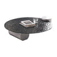 Table basse ronde avec dessus en verre Table de cocktail basse abstraite noire