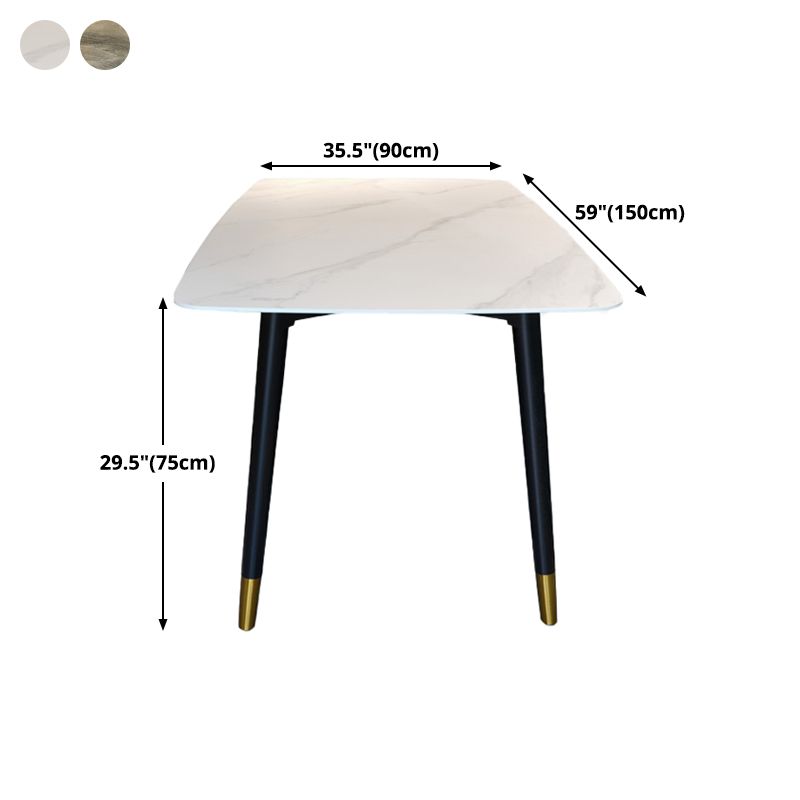 Rectangle Mid-Century Dining Table Sintered Stone Fixed Table for Restaurant Clearhalo ' dining_table' 'Dining Tables & Seating' 'Dining Tables' 'furn' 'furn_dining_table' 'Furniture' 'furniture_dining_table' 'Kitchen & Dining Furniture' 'kitchen&dining_furn' 'kitchen' 'kitchen_dining_table' 1200x1200_dd1ab30a-fd27-4085-a43e-59baa993e3c2