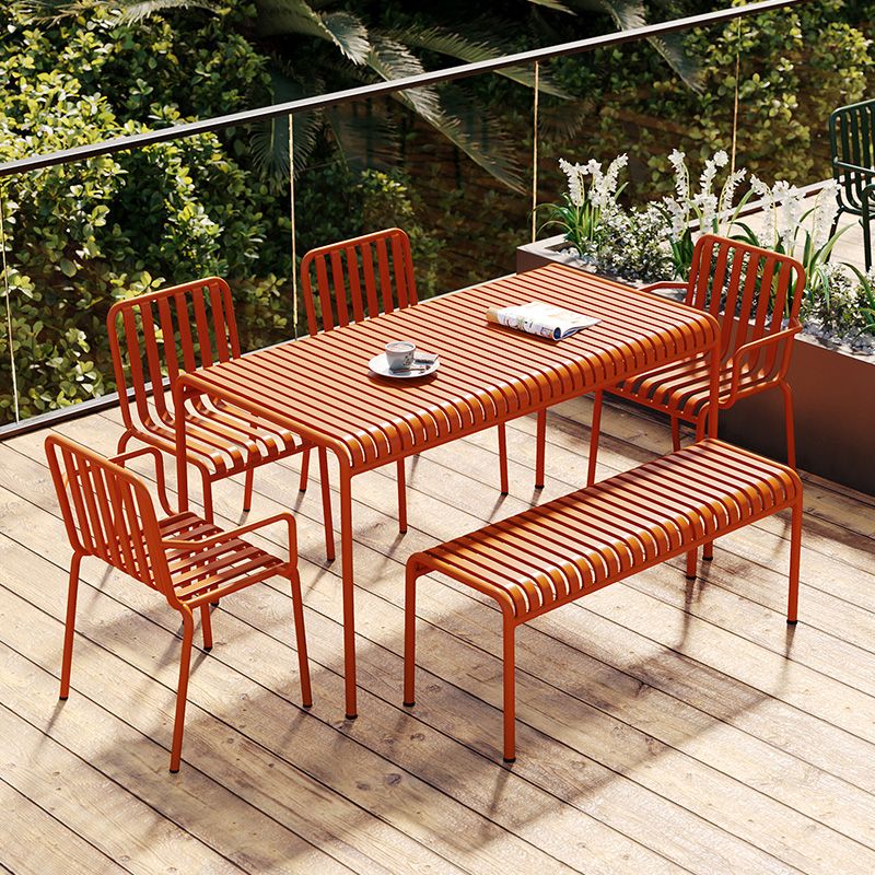 Contemporary Metal Patio Dining Side Chair Slat Back Side Chair Clearhalo 'Dining Chairs' 'Dining Tables & Seating' 'dining_chair' 'furn' 'furn_dining_chair' 'Furniture' 'furniture_dining_chair' 'Kitchen & Dining Furniture' 1200x1200_dd1b64a7-3e7f-46c6-abd1-8163979ede46