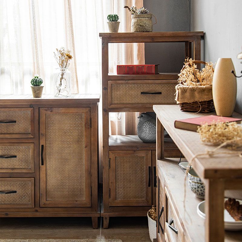Traditional Wooden Dining Server Open Storage Sideboard for Dining Room Clearhalo 'buffet_sideboard' 'Buffets & Sideboards' 'furn' 'furn_buffet_sideboard' 'Furniture' 'Kitchen & Dining Furniture' 1200x1200_dd1b6b15-5df5-4b05-b586-f8f34342169c