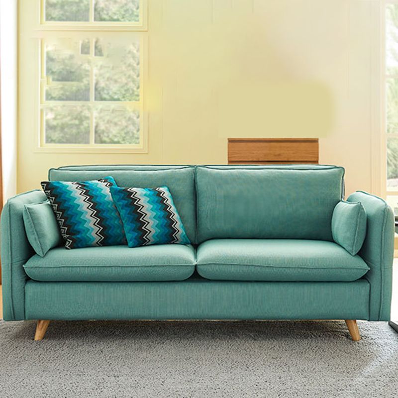 Contemporary Square Arm Cushions Sofa Fabric Standard Settee