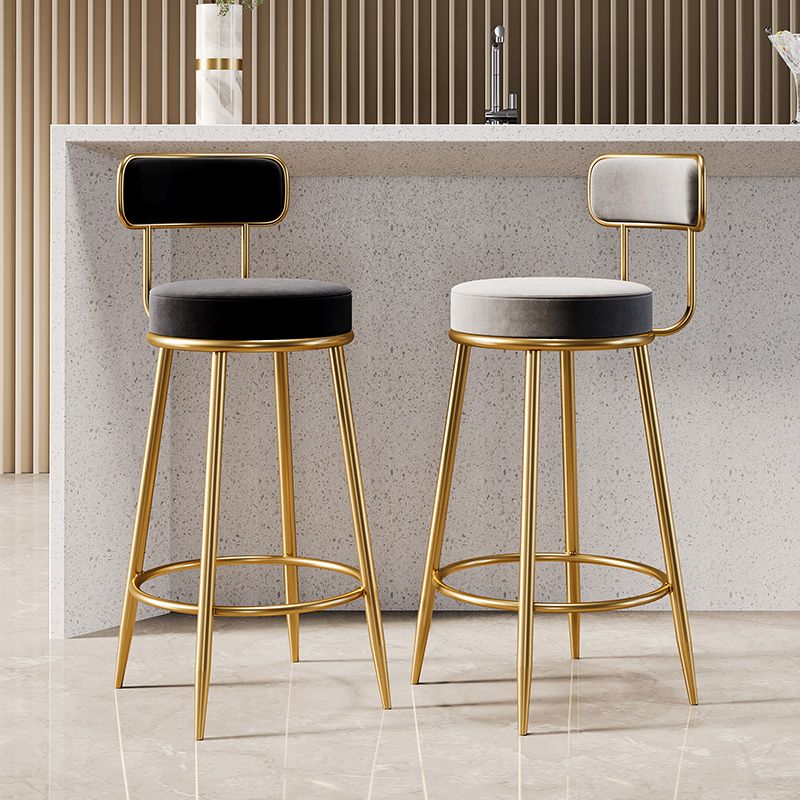 Glam Armless Backrest Counter Stool Iron Counter Stool with Cushion and Pedal Clearhalo 'Bar Furniture' 'Bar Stools' 'bar_stools' 'furn' 'furn_bar_stools' 'Furniture' 'Kitchen & Dining Furniture' 1200x1200_dd1d4fad-8cd0-43b2-9252-25bc2e1e7f96