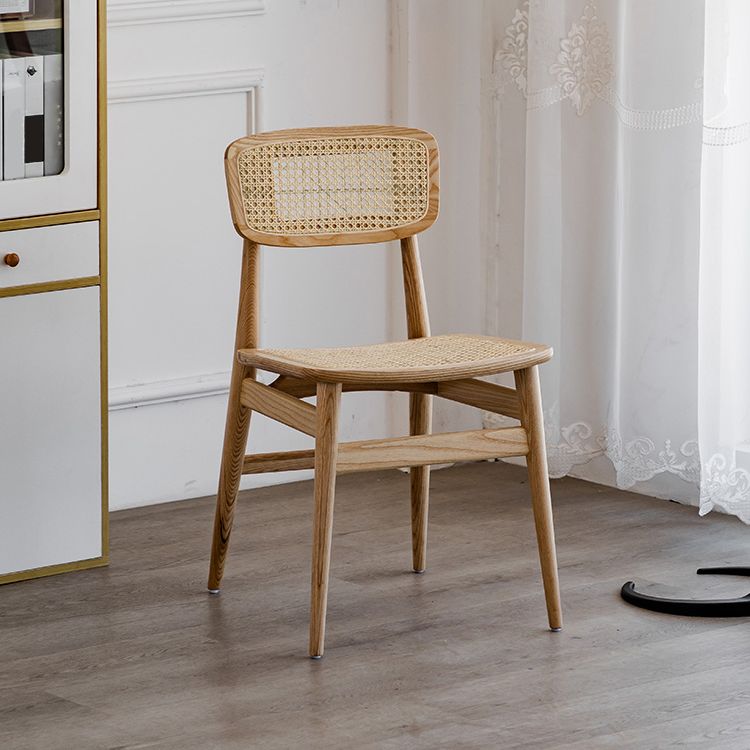 Zeitgenössischer Indoor Massivholz offener armloser Esstuhl