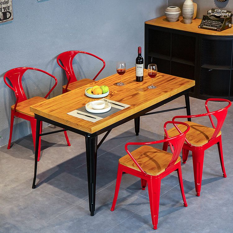 Industrial Dining Chairs Set 1/2/5 Pcs Solid Wood Top Table with Metal Windsor Chairs Clearhalo 'Dining Room Sets' 'Dining Tables & Seating' 'dining_room_set' 'furn' 'furn_dining_room_set' 'Furniture' 'Kitchen & Dining Furniture' 1200x1200_dd1e42fe-2618-4697-9512-0838f5e0f3eb
