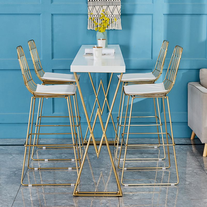 Mesa de madera blanca glamorosa y juego de heces 1/2/3/5 piezas de doble pedestal set