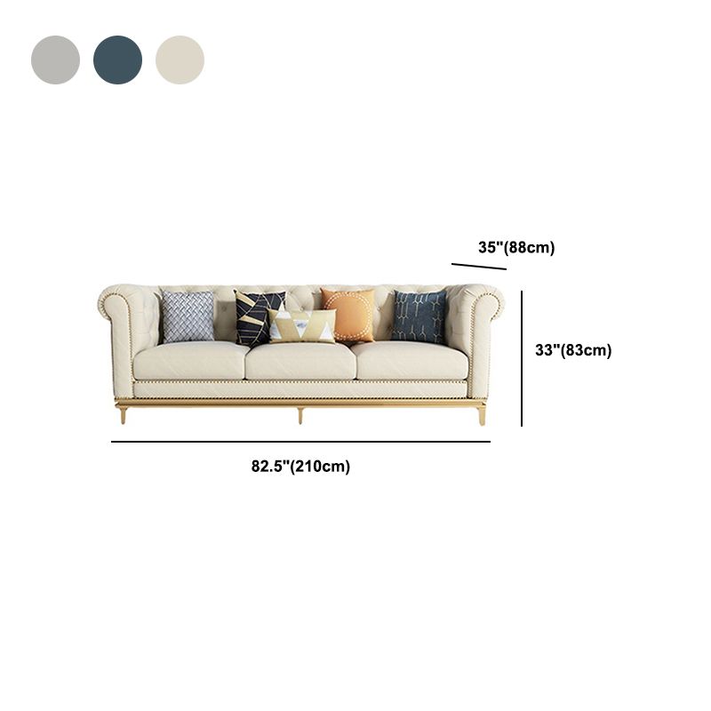 Divano armato arrotolato a 3 posti Chesterfield trapuntato 82,68 "W.