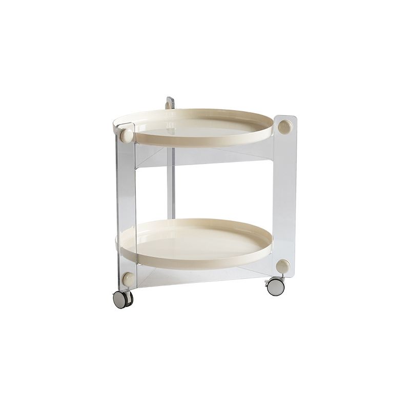 Contemporary Tray Top End Table Set Dia 25.6" 2 - Tier Side Table with Casters