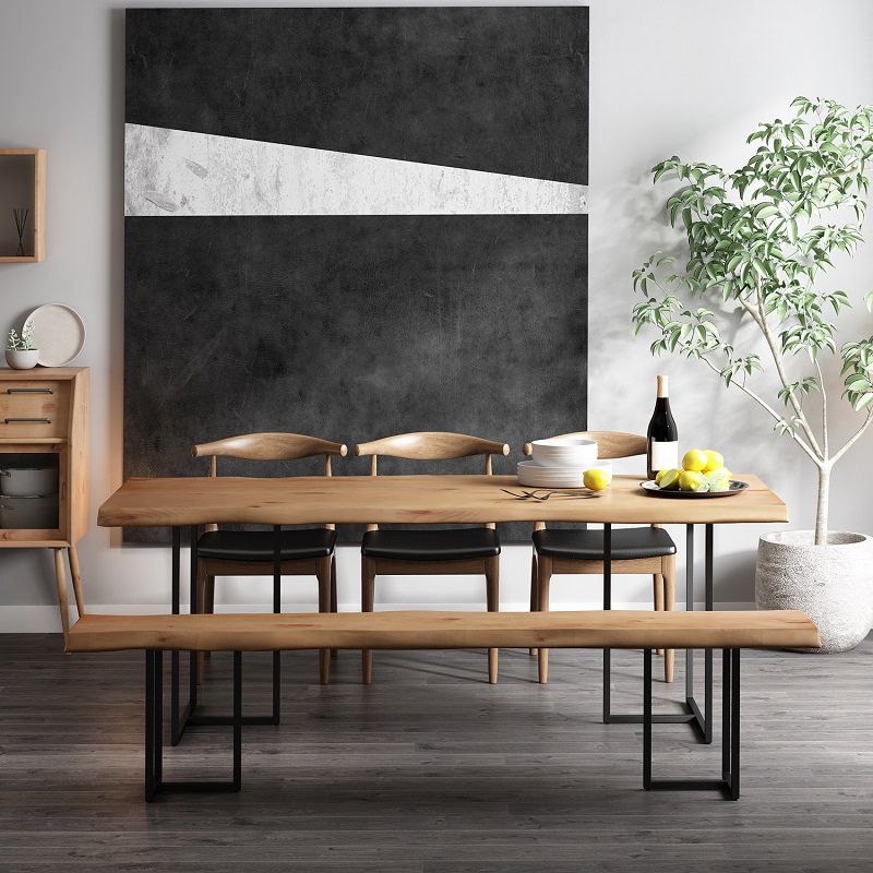 Industrial Wood Dining Set 1/2/5 Pieces Black Base Dining Furniture Clearhalo 'Dining Room Sets' 'Dining Tables & Seating' 'dining_room_set' 'furn' 'furn_dining_room_set' 'Furniture' 'Kitchen & Dining Furniture' 1200x1200_dd2320c9-2268-452f-8f34-d4f693fabd3d