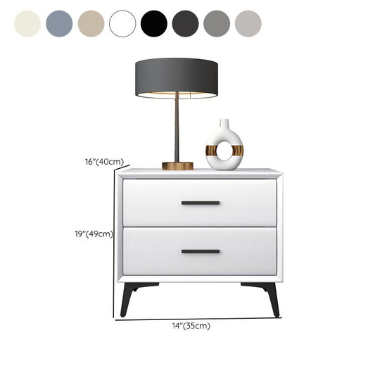 2つの引き出しが付いたレザーベッドサイドキャビネットコンテンポラリーベッドナイトスタンド