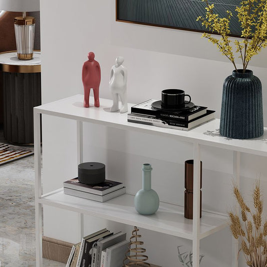 Modern Rectangle Console Accent Table Antique Finish Console Sofa Table in Metal