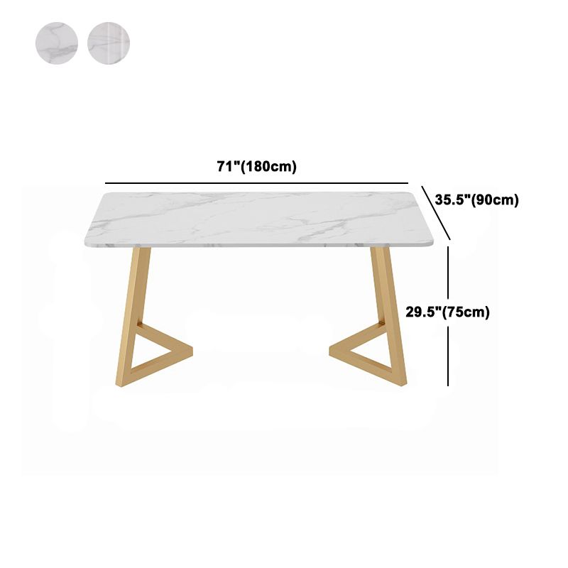 Traditional Luxury Dining Table White Stone Top Gold Base Dining Room Table Clearhalo 'Dining Tables & Seating' 'Dining Tables' 'dining_table' 'furn' 'furn_dining_table' 'Furniture' 'Kitchen & Dining Furniture' 1200x1200_dd25ef2f-35d9-4307-9af5-c1e269439eea