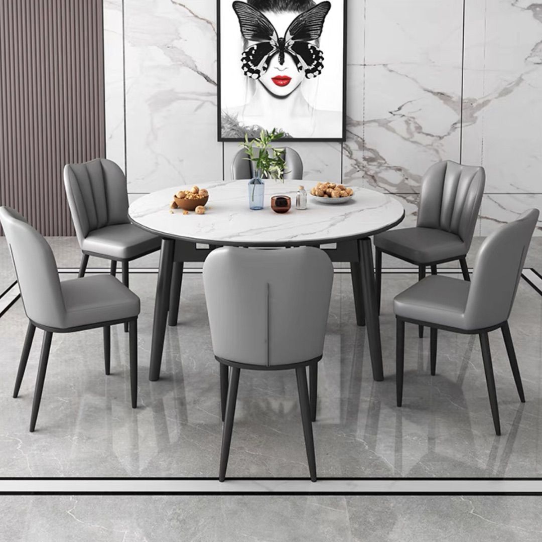 Kitchen Modern Sintered Stone Dining Table of Traditional Height with Space-Saving Dining Room Sets Clearhalo 'Dining Room Sets' 'Dining Tables & Seating' 'dining_room_set' 'furn' 'furn_dining_room_set' 'Furniture' 'furniture_dining_room_set' 'Kitchen & Dining Furniture' 'kitchen&dining_furn' 'kitchen' 1200x1200_dd271354-7724-42a2-a358-0aa07ce4268e