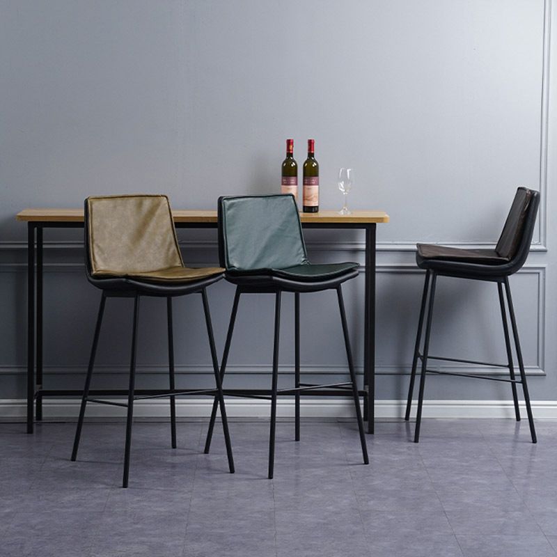 Scandinavian Leather Counter Stools Low Back Bar Stools with Square Seat (Set of 2) Clearhalo 'Bar Furniture' 'Bar Stools' 'bar_stools' 'furn' 'furn_bar_stools' 'furniture_bar_stools' 'Kitchen & Dining Furniture' 'kitchen&dining_furn' 'kitchen' 'kitchen_furn' Furniture' 1200x1200_dd27cfbe-9d88-4107-b111-905759d9cf7e