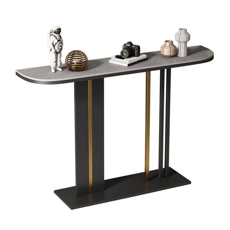 Modern Stone Console Table 11.81" W Half Moon Accent Table for Hall Clearhalo 'Console Tables' 'console_tables' 'Entry & Mudroom Furniture' 'furn' 'furn_console_tables' 'Furniture' 1200x1200_dd2bbdfb-9447-4a56-b49e-de2d93fdb3eb