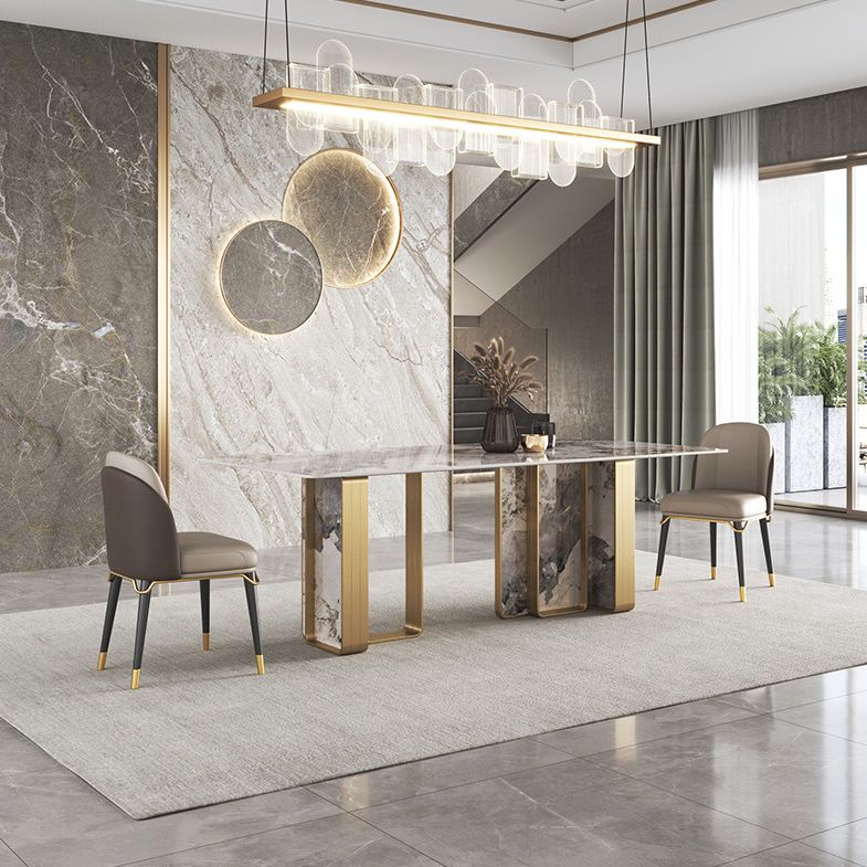 Nordic Glam Rectangle Sintered Stone Table Set 1/4/5/6/8 Pieces Dining Set Clearhalo 'Dining Room Sets' 'Dining Tables & Seating' 'dining_room_set' 'furn' 'furn_dining_room_set' 'Furniture' 'Kitchen & Dining Furniture' 1200x1200_dd2c4307-3e56-4619-a381-d1df823aa828