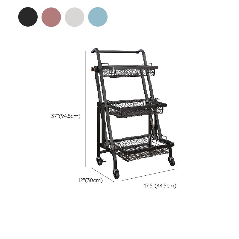17.5"L x 12"W x 37"H Modern Metal Prep Table Open Storage Rolling Prep Table with Basket