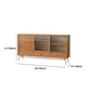 Credenza naturale a 2 tradri di legno moderna Credenza naturale con porta di vetro