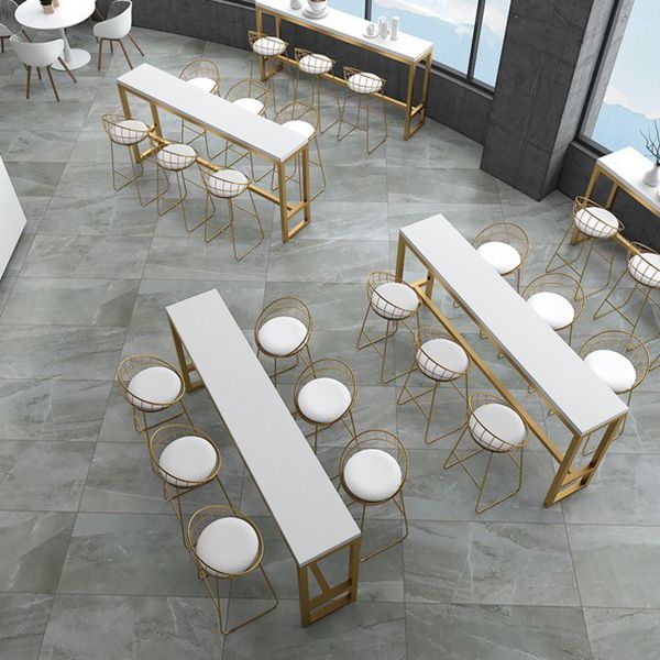 Wood Bar Dining Table Glam Rectangle Bar Table with Trestle Pedestal for Cafe Clearhalo 'Bar Furniture' 'Bar Tables' 'bar_tables' 'furn' 'furn_bar_tables' 'Furniture' 'Kitchen & Dining Furniture' 1200x1200_dd2e5170-1d3b-4725-aa7f-5928b2fbf118