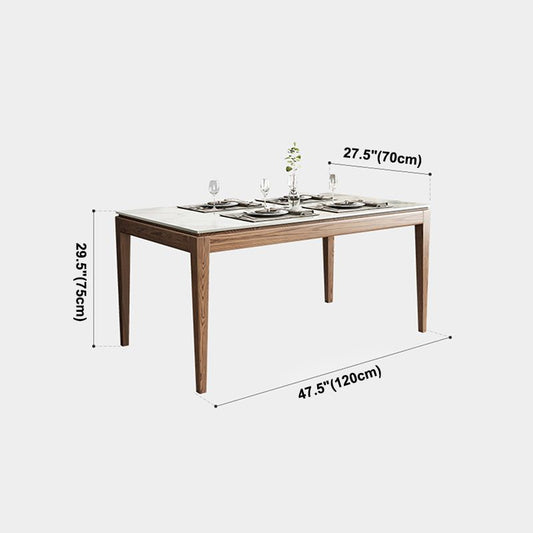 Sintered Stone Top Rectangle Table in White Medieval Modern Table with 4 Legs