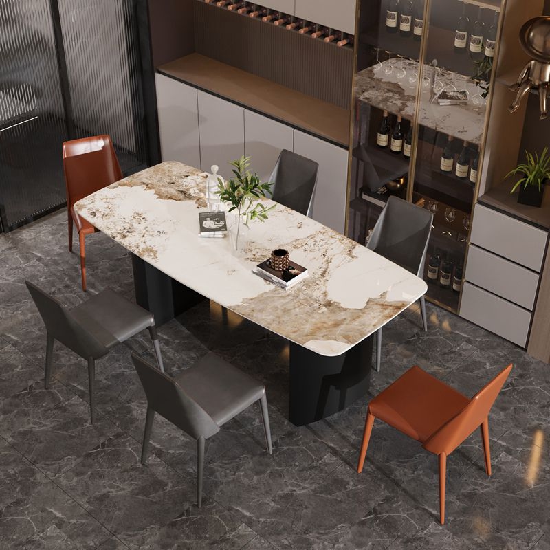 Modern Steel Dinette Set 1/2/7 Pieces Rectangle White Sintered Stone Top Dining Table Set Clearhalo 'Dining Room Sets' 'Dining Tables & Seating' 'dining_room_set' 'furn' 'furn_dining_room_set' 'Furniture' 'furniture_dining_room_set' 'Kitchen & Dining Furniture' 1200x1200_dd2fcdbf-bfeb-497b-8377-e13359e332a3