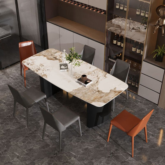 Modern Steel Dinette Set 1/2/7 Pieces Rectangle White Sintered Stone Top Dining Table Set Clearhalo 'Dining Room Sets' 'Dining Tables & Seating' 'dining_room_set' 'furn' 'furn_dining_room_set' 'Furniture' 'furniture_dining_room_set' 'Kitchen & Dining Furniture' 1200x1200_dd2fcdbf-bfeb-497b-8377-e13359e332a3