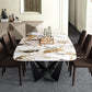Industrial Style Sintered Stone Table Dining Rectangle Table with Metal Legs for Home Use