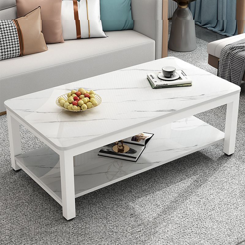 17"H Contemporary Coffee Table Rectangle White Coffee Cocktail Table Clearhalo 'Coffee & Accent Tables' 'Coffee Tables' 'coffee_tables' 'furn' 'furn_coffee_tables' 'Furniture' 'Living Room Furniture' 1200x1200_dd31f1b1-c220-420e-8eb9-f15fb7811909