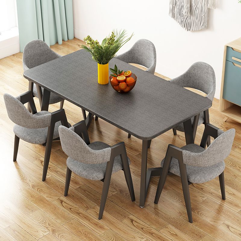 Standard Wood Dining Table with 2 Black Metallic Legs for Dining Furniture Clearhalo 'Dining Room Sets' 'Dining Tables & Seating' 'dining_room_set' 'furn' 'furn_dining_room_set' 'Furniture' 'furniture_dining_room_set' 'Kitchen & Dining Furniture' 'kitchen&dining_furn' 'kitchen' 1200x1200_dd32985b-3231-4fbc-a800-3f1c3369b577
