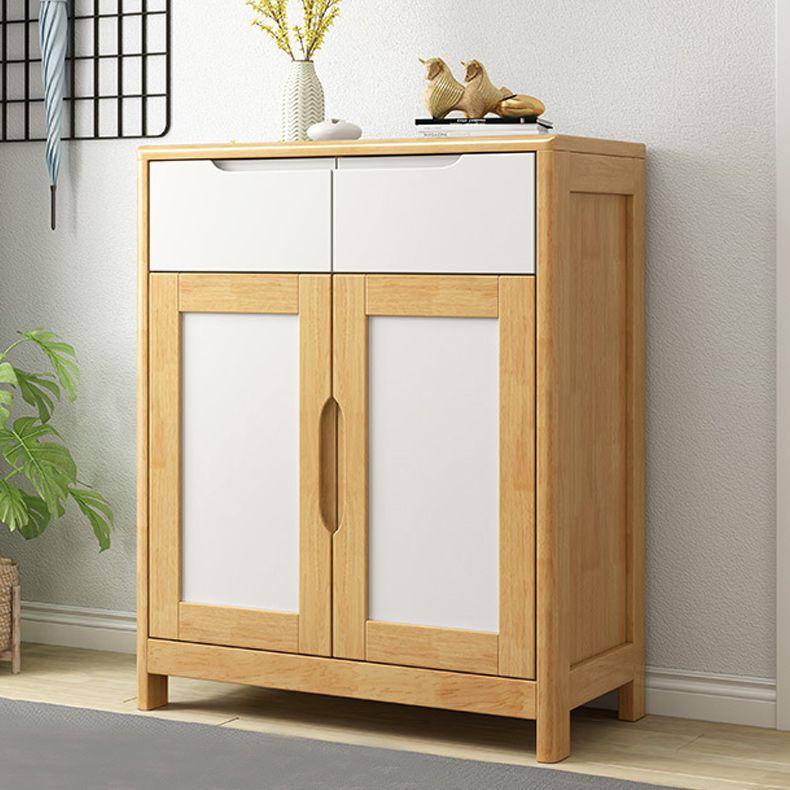 Mid-Century Cabinet with 2 Doors and 2 Drawers in Rubberwood Clearhalo 'Cabinets & Chests' 'cabinets_chests' 'furn' 'furn_cabinets_chests' 'Furniture' 'Living Room Furniture' 1200x1200_dd34d75e-e8d6-44de-aeaf-0b3034d7c1bb