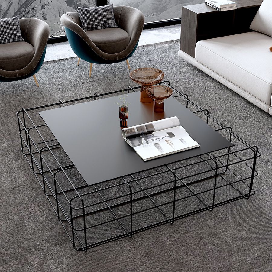 Mid-Century Modern Black Cocktail Table in Iron 1 Coffee Table Clearhalo 'Coffee & Accent Tables' 'Coffee Tables' 'coffee_tables' 'furn' 'furn_coffee_tables' 'Furniture' 'Living Room Furniture' 1200x1200_dd361cb2-8c30-4058-83c4-b03db8287c92