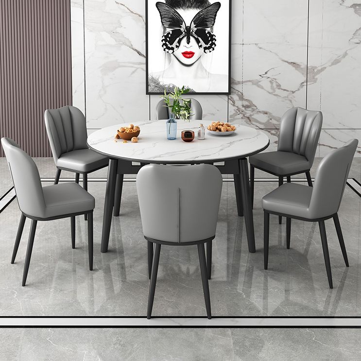 Modern Style Sintered Stone Dining Table Round Table with 4 Legs for Home Use Clearhalo ' dining_table' 'Dining Tables & Seating' 'Dining Tables' 'furn' 'furn_dining_table' 'Furniture' 'furniture_dining_table' 'Kitchen & Dining Furniture' 'kitchen&dining_furn' 'kitchen' 'kitchen_dining_table' 1200x1200_dd36c5dd-90f1-4a28-8de2-d9f8a42803ab