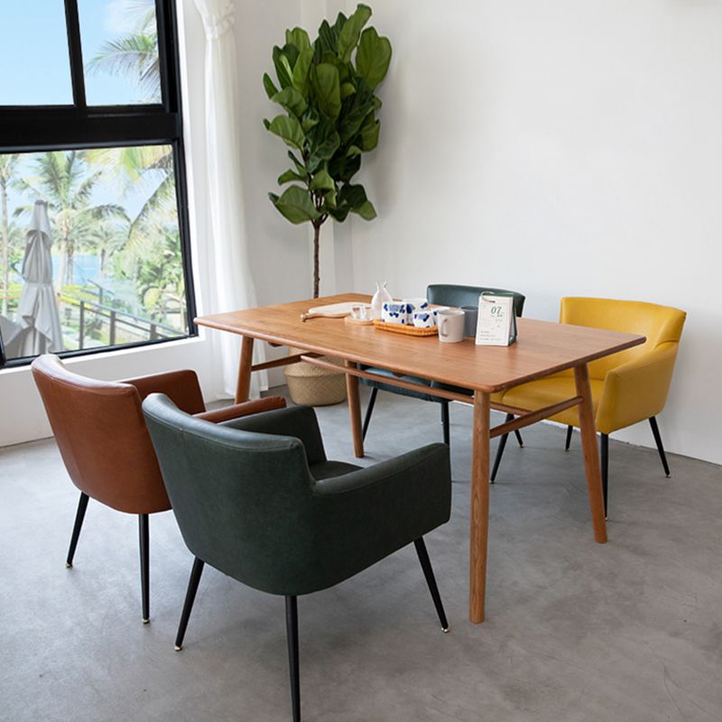 Contemporary Metal Dining Room Chair Faux Leather Single Dining Arm Chair Clearhalo ' kitchen&dining_furn' 'Dining Chairs' 'Dining Tables & Seating' 'dining_chair' 'furn' 'furn_dining_chair' 'Furniture' 'furniture_dining_chair' 'Kitchen & Dining Furniture' 'kitchen' 1200x1200_dd371ca8-690d-4bb5-a4a1-47d1e289ad71