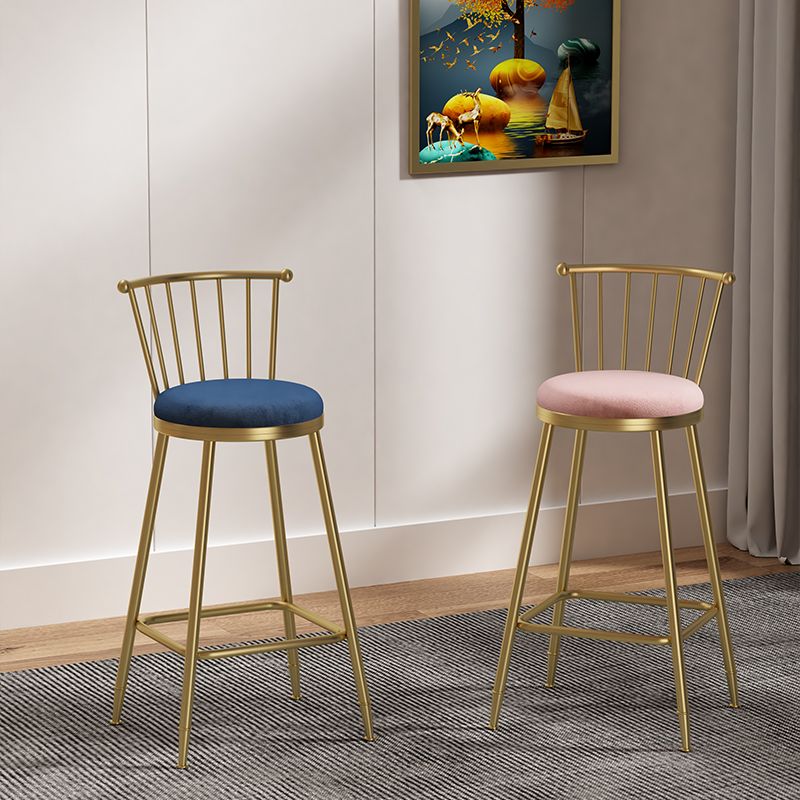 Glam Armless Backrest Counter Stool Steel Milk Tea Shop Bar Stool with Velvet Cushion Clearhalo 'Bar Furniture' 'Bar Stools' 'bar_stools' 'furn' 'furn_bar_stools' 'furniture_bar_stools' 'Kitchen & Dining Furniture' 'kitchen&dining_furn' 'kitchen' 'kitchen_furn' Furniture' 1200x1200_dd3749bd-b3d5-4f0e-9fe4-a40baeb9305a