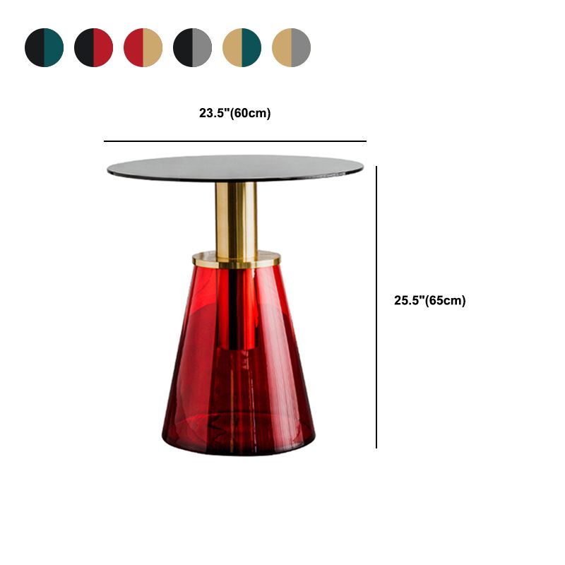 Tavolino in metallo/vetro rotondo con base laterale moderna di base a base di piedistallo
