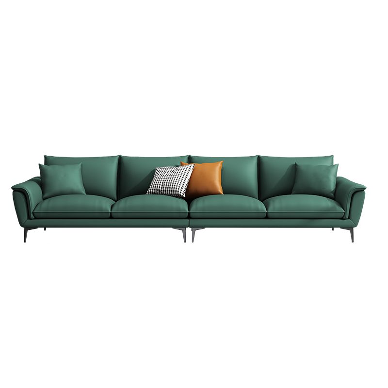 33.46" H Green Genuine Leather Pillow Top Arm Sofa for Living Room Clearhalo 'furn' 'furn_sofas' 'Furniture' 'Living Room Furniture' 'Sofa' 'sofas' 1200x1200_dd392a70-771f-4af8-9174-32d66aecf835