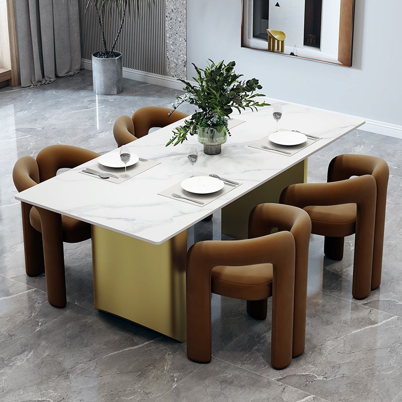 Traditional Luxury Double Pedestal Table Rectangle Dining Table with Metal Base Clearhalo 'Dining Tables & Seating' 'Dining Tables' 'dining_table' 'furn' 'furn_dining_table' 'Furniture' 'Kitchen & Dining Furniture' 1200x1200_dd3c0657-f055-409b-9f0b-b3fc9a5358e7