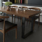 Rectangular Solid Wood Restaurant Dining Table Modern Brown Furniture with Double Pedestal