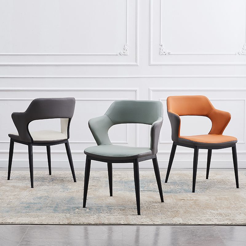 Dining Room Leather Dining Chair Contemporary Open Back Dining Arm Chair Clearhalo ' kitchen&dining_furn' 'Dining Chairs' 'Dining Tables & Seating' 'dining_chair' 'furn' 'furn_dining_chair' 'Furniture' 'furniture_dining_chair' 'Kitchen & Dining Furniture' 'kitchen' 1200x1200_dd4017e5-49ad-4f68-aba9-114a2c86fec5