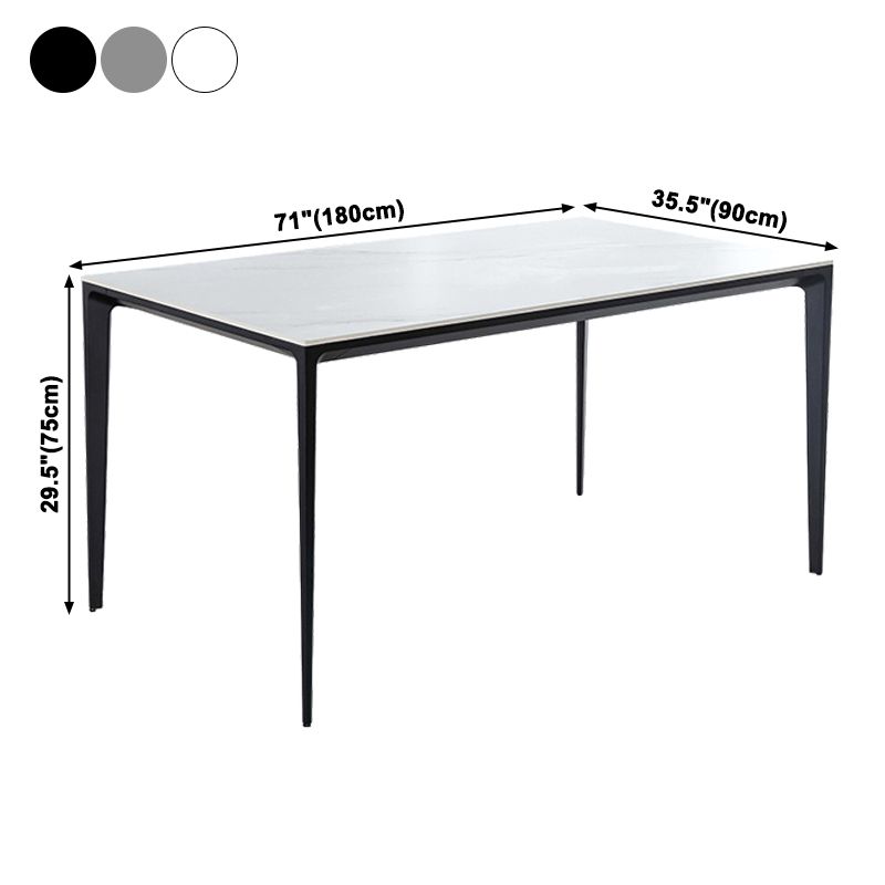 Industrial Sintered Stone Dining Table 4 Legs Solid Aluminum Base Rectangle Table for Home Clearhalo ' dining_table' 'Dining Tables & Seating' 'Dining Tables' 'furn' 'furn_dining_table' 'Furniture' 'furniture_dining_table' 'Kitchen & Dining Furniture' 'kitchen&dining_furn' 'kitchen' 'kitchen_dining_table' 1200x1200_dd425b5a-a5d6-4488-b9c7-35ab03b4cd45