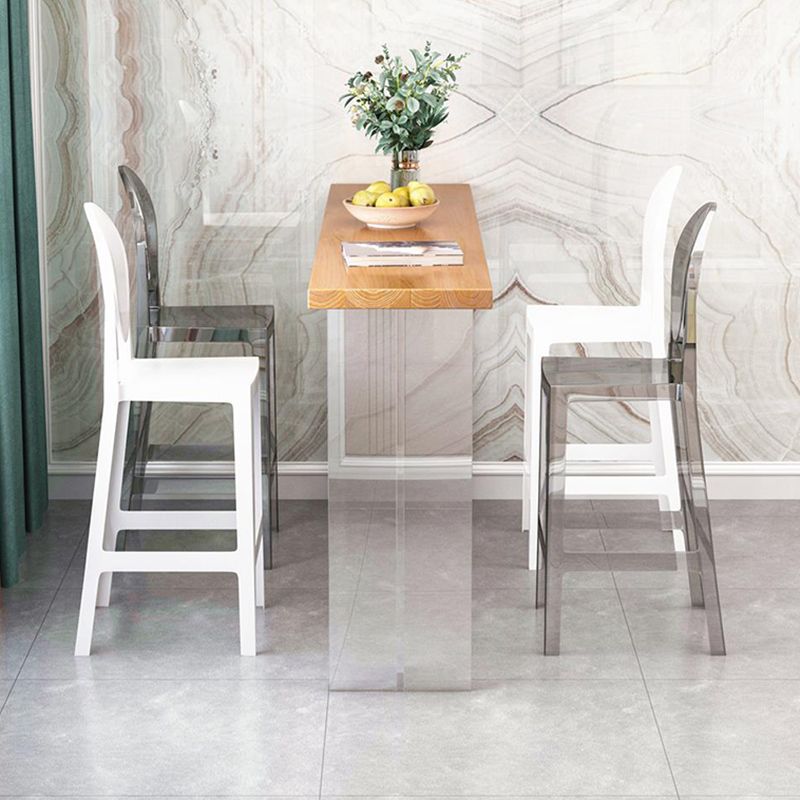 Contemporary Double Pedestal Bar Dining Table Rectangle Bar Table in Acrylic and Wood Clearhalo 'Bar Furniture' 'Bar Tables' 'bar_tables' 'furn' 'furn_bar_tables' 'Furniture' 'Kitchen & Dining Furniture' 1200x1200_dd4321d1-ac19-40ca-bd4a-c6dc15cf7843