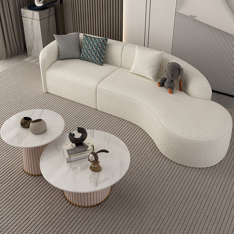 Contemporain 23,62 "/27,55" H Sofa courbe en laine blanche pour le salon