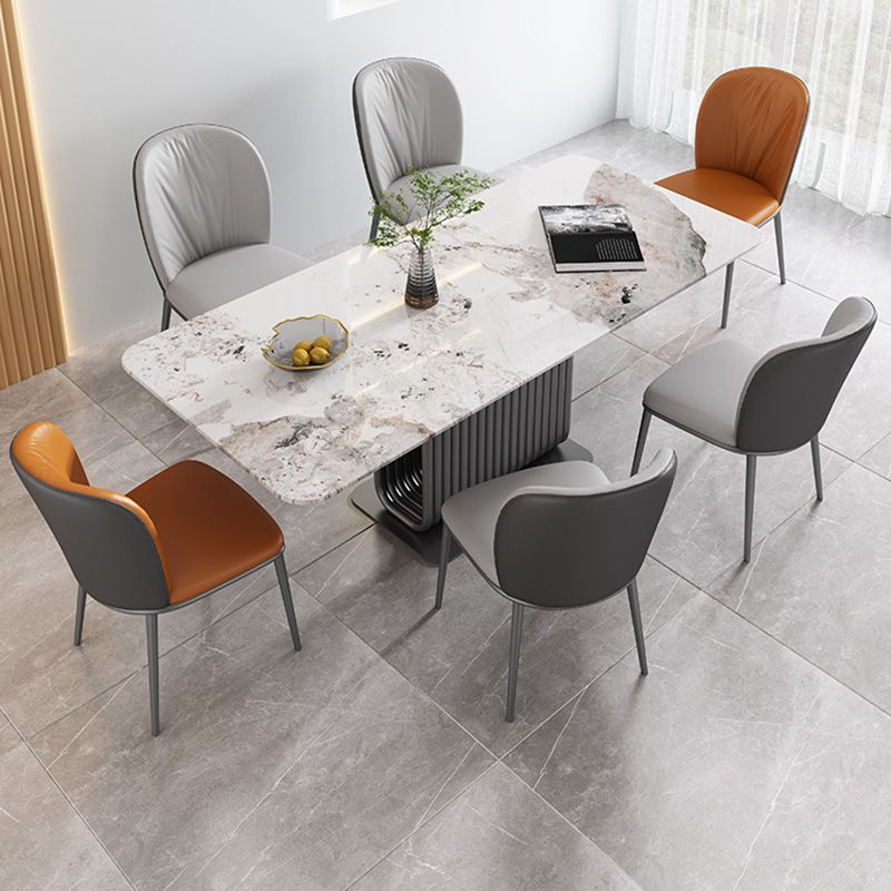 Moderne stijl faux lederen stoelarmloze metalen zijstoel voor thuisgebruik